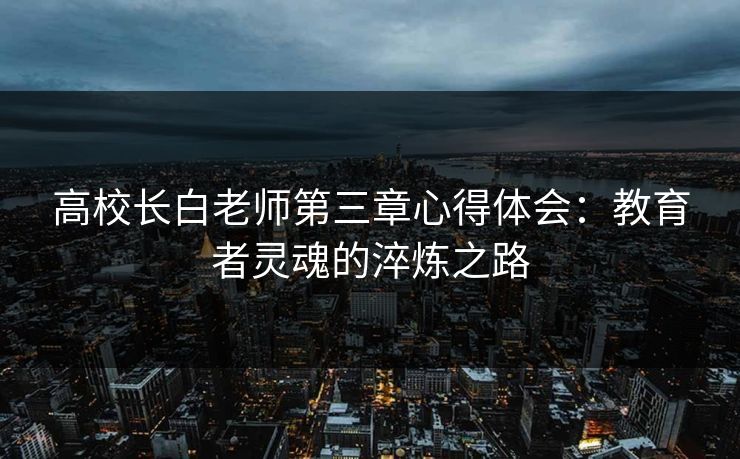 高校长白老师第三章心得体会：教育者灵魂的淬炼之路